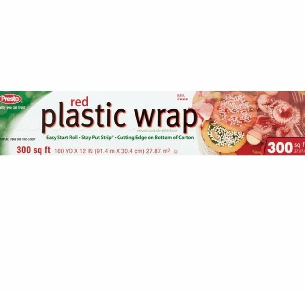 Presto Red 300 Sq Ft Plastic Wrap- NEW